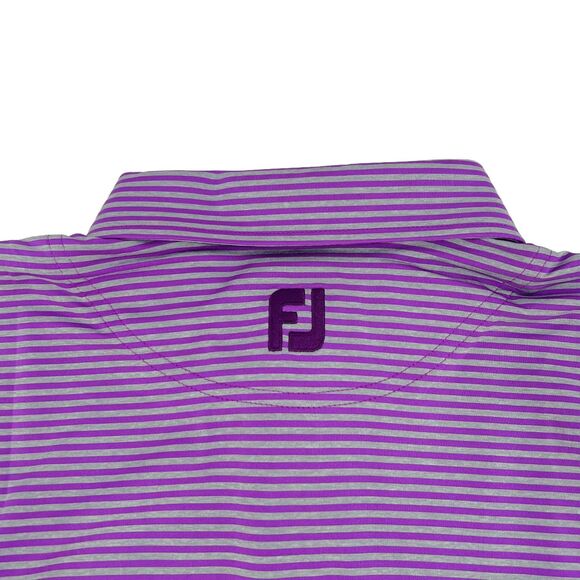 NWT FootJoy Men's ProDry Stretch Lisle Stripe Polo Shirt Violet/Heather Gray XL - Picture 5 of 10